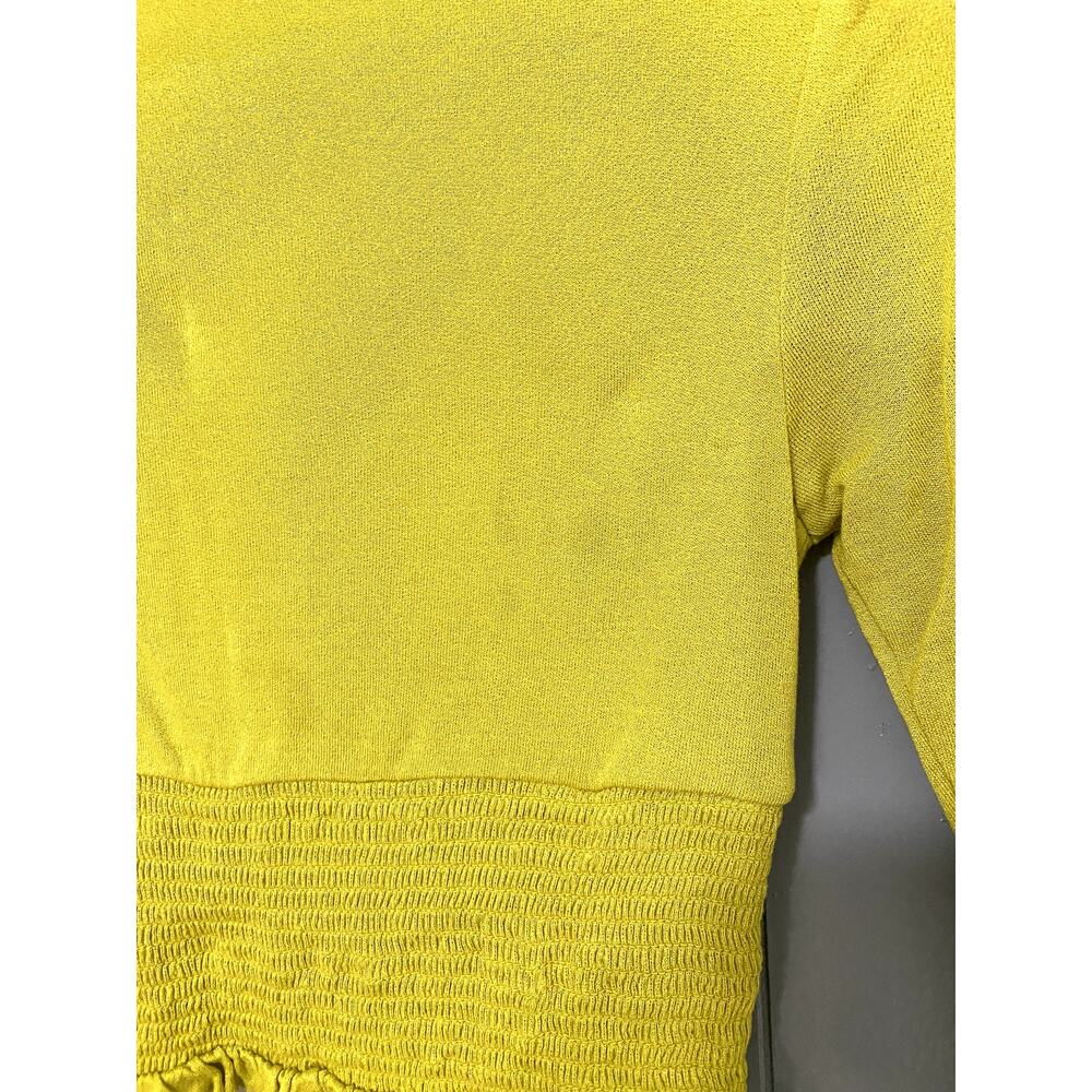Urban Outfitters Chartreuse Bayside Smocked Button-front Cropped Blouse S - Picture 7 of 8